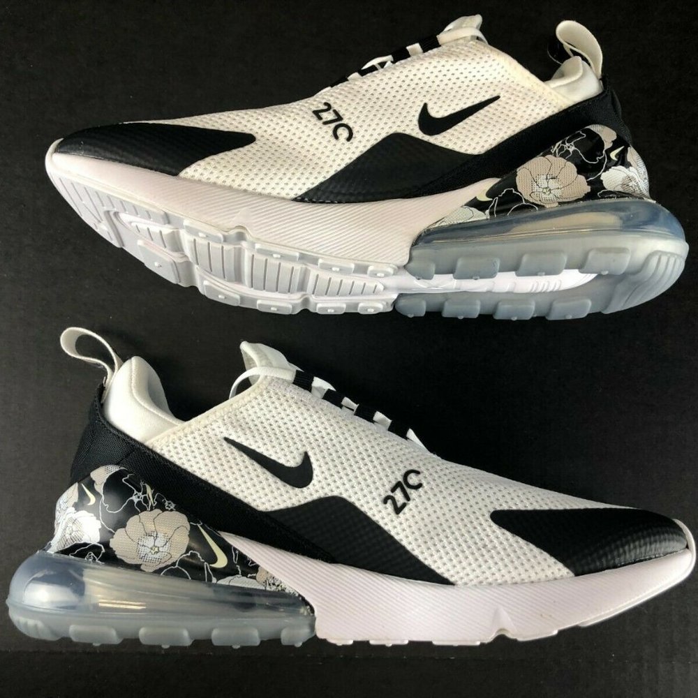 Nike Women Air Max 270 White Black Floral Print Running Shoes AR0499-100 RARE - Picture 9 of 12